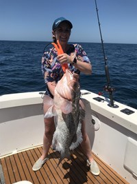 Giant Chinook Salmon caught with Crabby Charters outside of Milwaukee